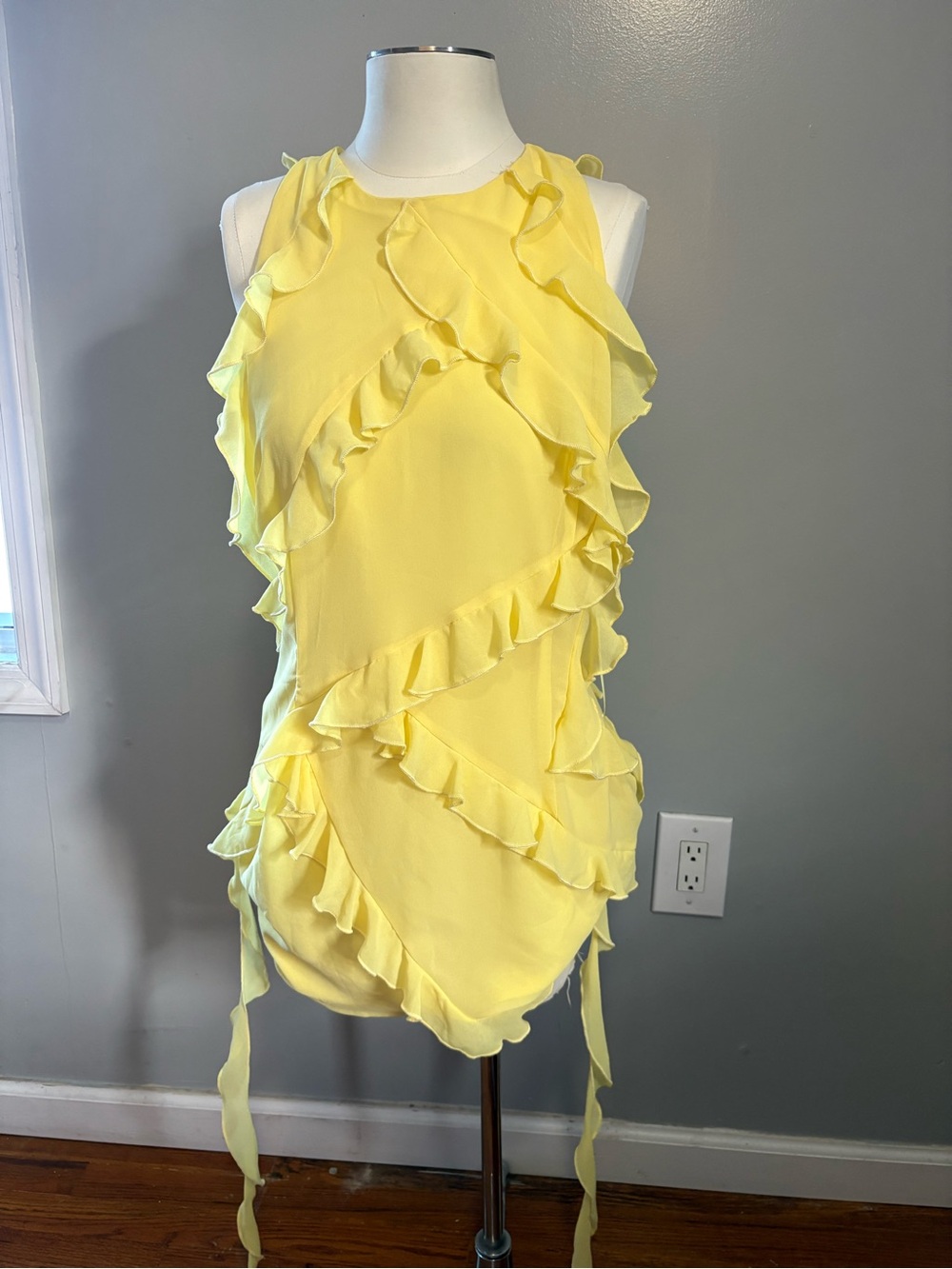 Finesse Gem Yellow Ruffle Mini Dress